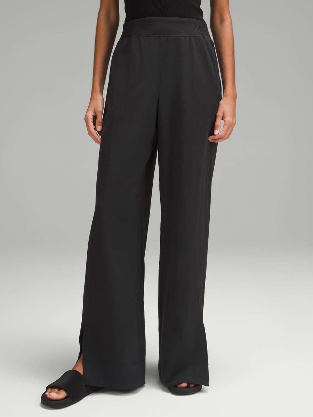 Lululemon Stretch Woven Wide-Leg High-Rise Pant in Black Size Large Track Pants - Picture 1 of 16